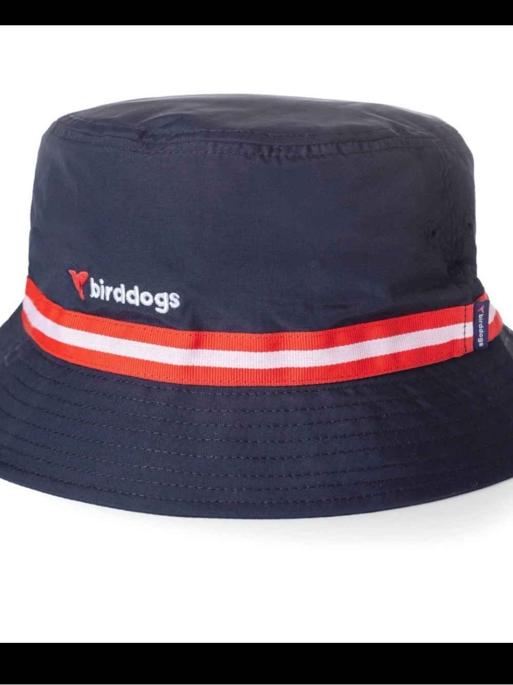 Birddogs Navy Bucket Hat with Red and White Stripe Band
